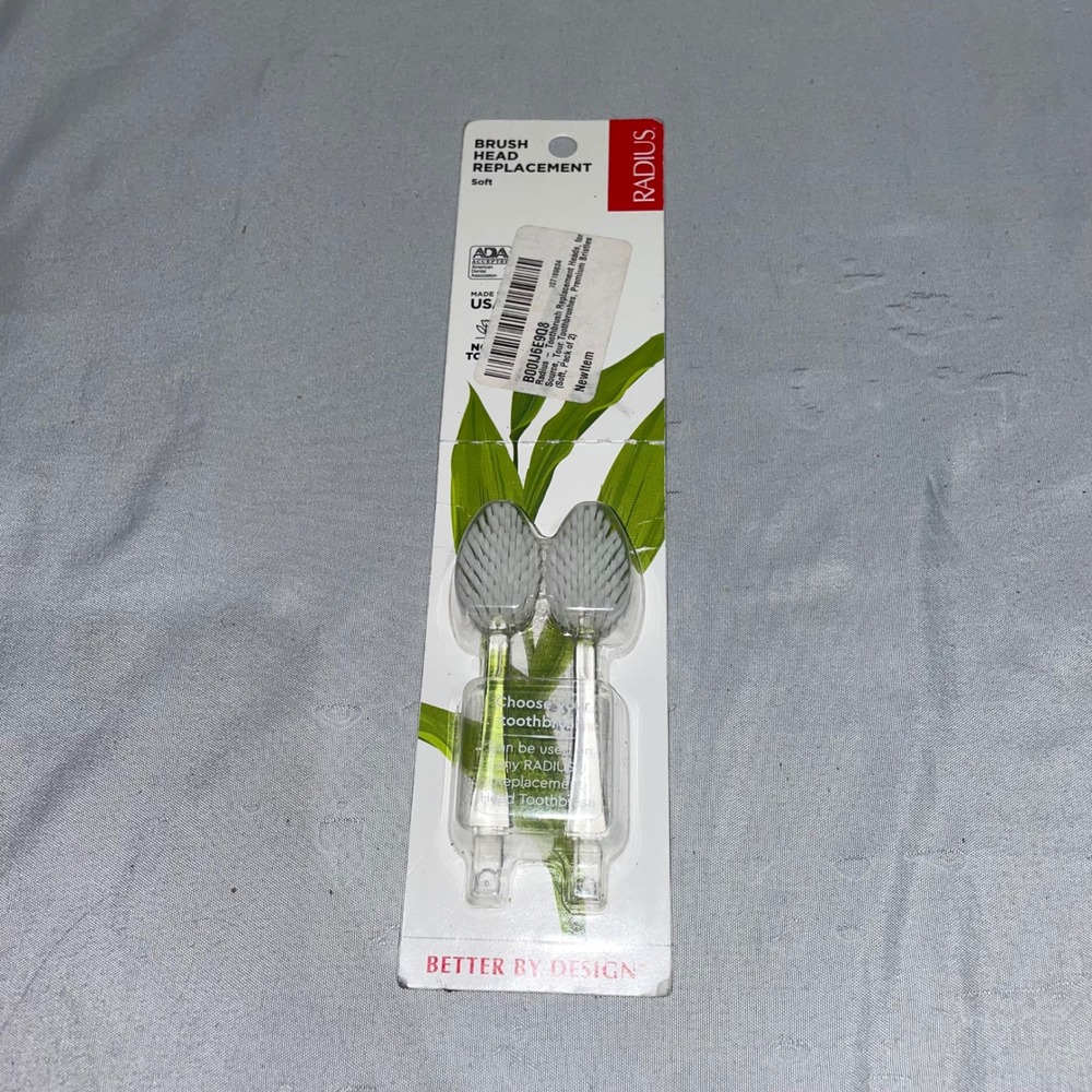Radius Source Toothbrush Replacement Heads Soft 2 Pack Clear BPA Free‎